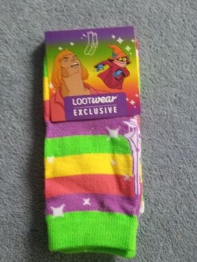 Loot Crate Lootwear Master Of The Universe Rainbow Stripe Crew Socks